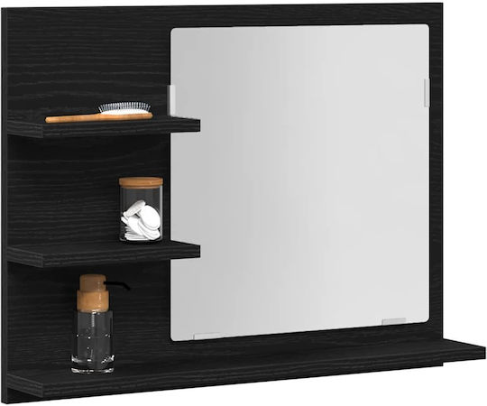 vidaXL Badezimmerspiegel aus Spanplatte mit Regal 60x10.5cm Schwarz