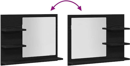 vidaXL Badezimmerspiegel aus Spanplatte mit Regal 60x10.5cm Schwarz