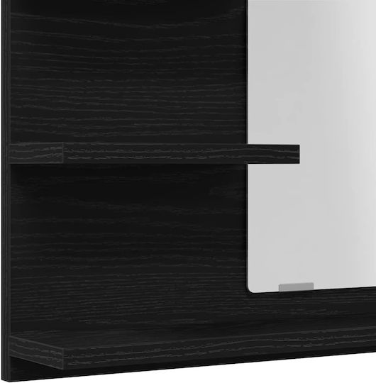vidaXL Badezimmerspiegel aus Spanplatte mit Regal 60x10.5cm Schwarz