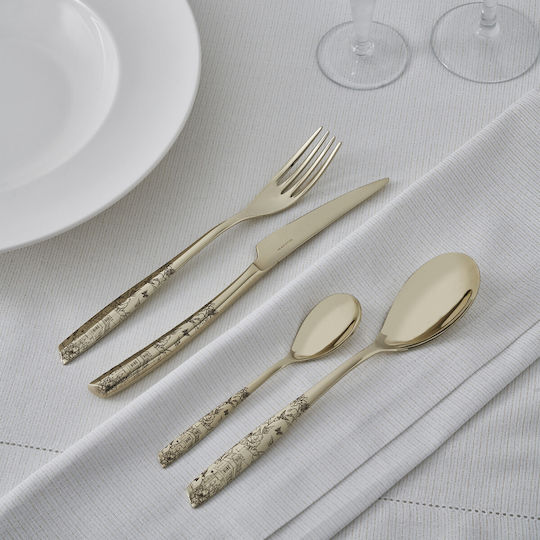 Casa Bugatti Riviera La Ville Champagn Cutlery Set Stainless Gold 24pcs