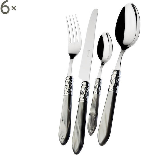 Casa Bugatti Aladdin Set de Tacâmuri Inoxidabil Gri 24buc