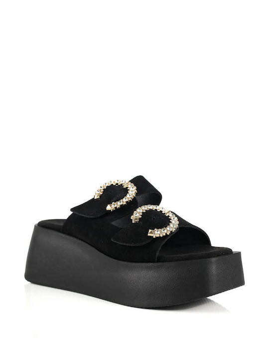 Black Slippers Elegant Buckles