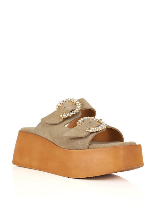 Beige Elegant Buckle Slippers