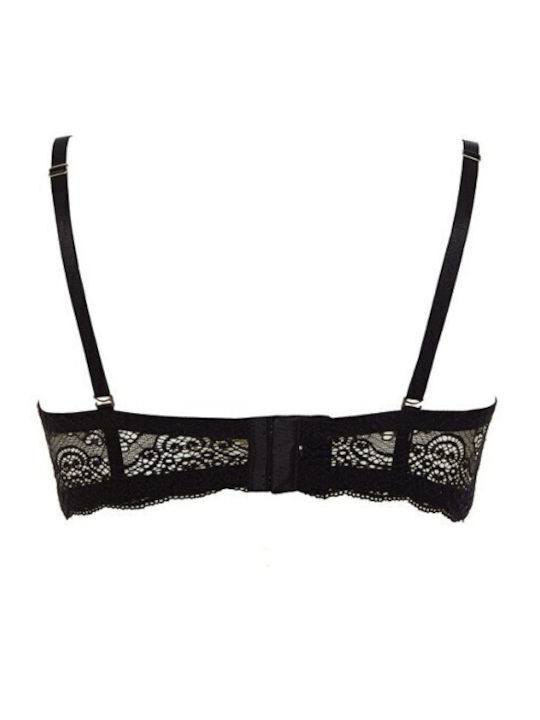 Pizzo Push Up Strapless Bra Underwire Black