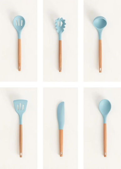 Create Silicone Cooking Utensil Set with Base Blue Kitchenware Studio