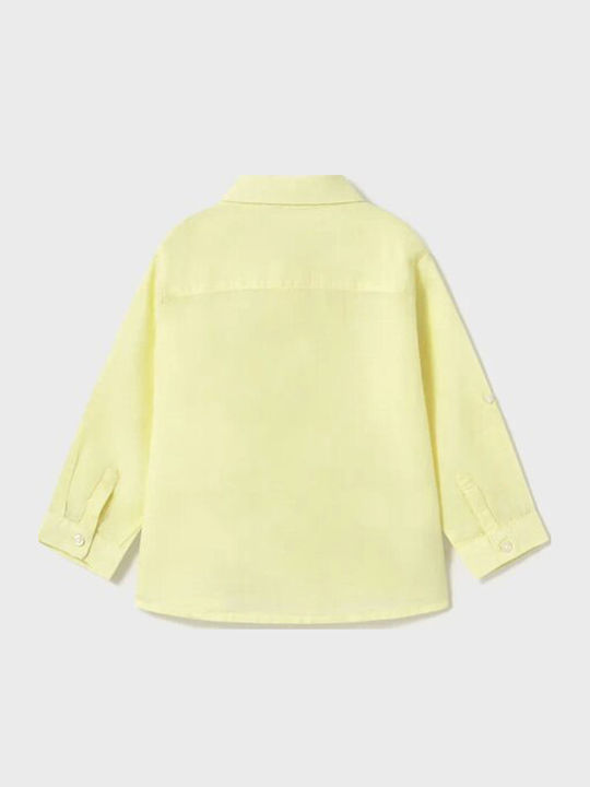 Kids Shirt Long Sleeve Linen Yellow
