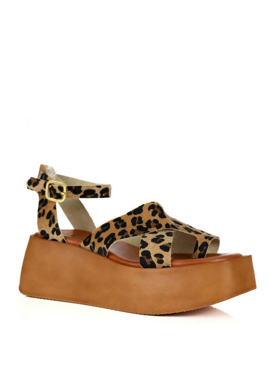 Leopard Flatforms with Ankle Tie