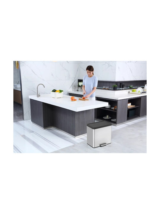 Eko Essential Coș de Gunoi din Oțel Inoxidabil cu Pedală Gri 46.2x41x33.8cm 1buc