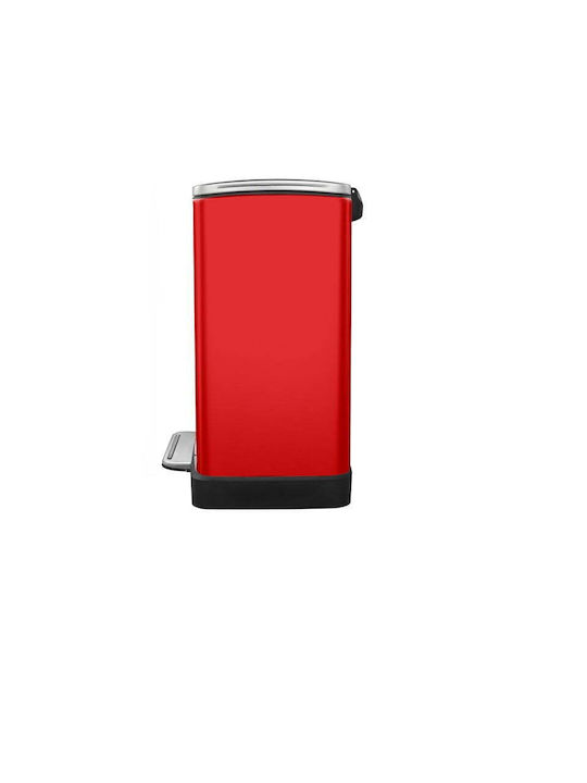 Eko Coș E-cube de Gunoi din Oțel Inoxidabil cu Pedală Roșu 50x65x34.5cm
