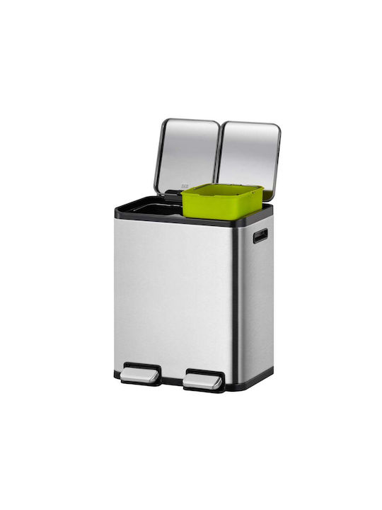 Eko Coș Ecocasa De Reciclare Din Oțel Inoxidabil Cu Pedală Gri 37.3x66x52.6cm
