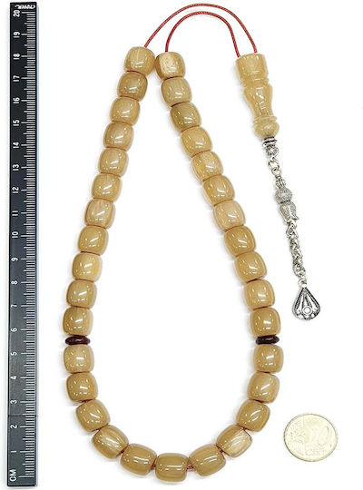 Roloi Komboloi Mastic Worry Beads with 33 Beads Beige 38cm