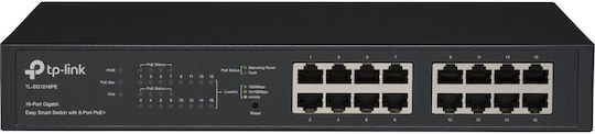 TP-LINK TL-SG1016PE v1 Unmanaged L2 PoE+ Switch με 16 Θύρες Gigabit (1Gbps) Ethernet