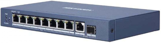 Hikvision DS-3E0510P-E Unmanaged L2 PoE+ Switch with 8 Gigabit (1Gbps) Ethernet Ports and 1 SFP Port