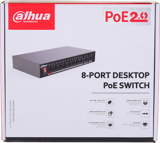Dahua PFS3010-8ET-96 Unmanaged L2 PoE++ Switch with 10 Gigabit (1Gbps) Ethernet Ports