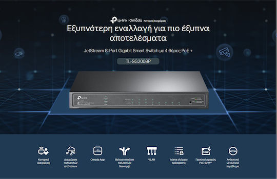 TP-LINK TL-SG2008P Managed L2 PoE+ Switch with 8 Ethernet Ports