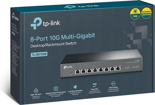 TP-LINK TL-SX1008 Unmanaged L2 Switch with 8 Gigabit (10Gbps) Ethernet Ports
