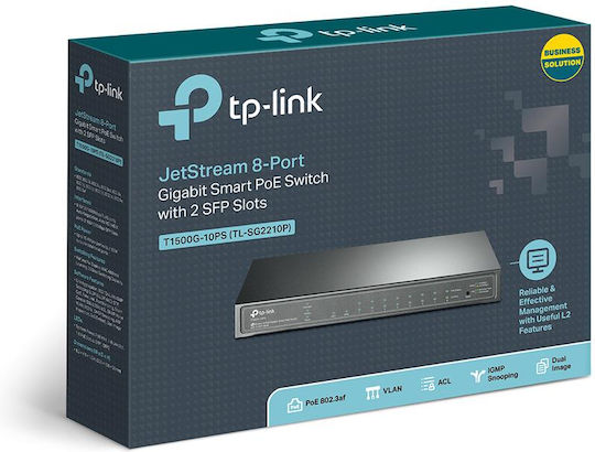 TP-LINK TL-SG2210P Managed L2 PoE Switch with 8 Ethernet Ports and 2 SFP Ports