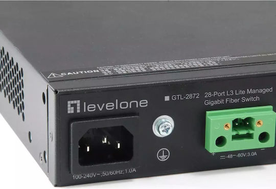 Level One GTL-2872 Managed L3 Switch with 4 Gigabit (10Gbps) Ethernet Ports and 8 SFP Ports