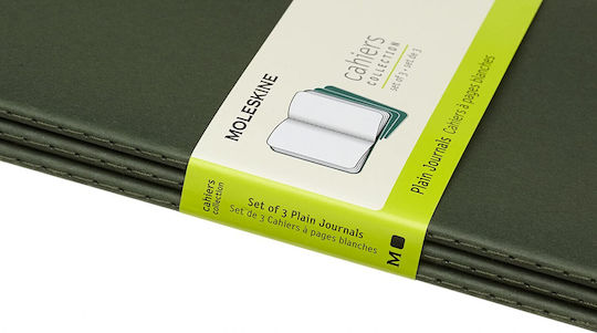 Moleskine 13x21 Σετ 3 Σημειωματάρια Bullet Journal 80 Φύλλων με Λευκές Σελίδες Πράσινα