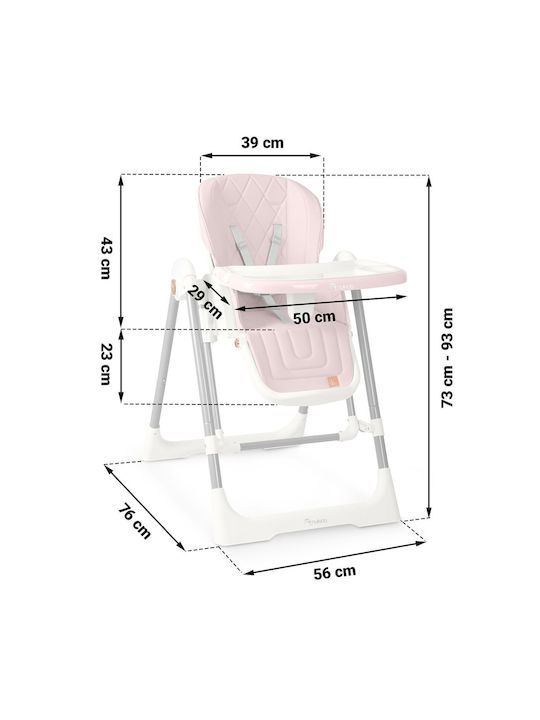Nukido Elite Klappbarer Baby Hochstuhl 3 in 1 mit Höhenverstellbar Rosa