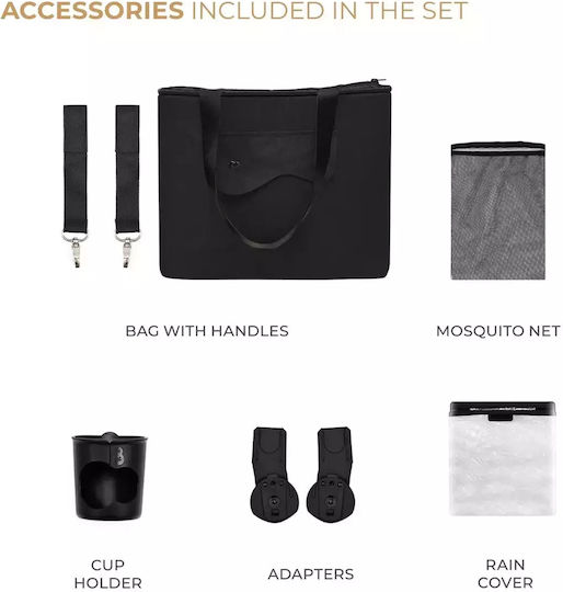 Kinderkraft Yoxi Sport Reglabil Cărucior pentru Bebeluși Potrivit pentru Nou-născut Negru 10.9kg