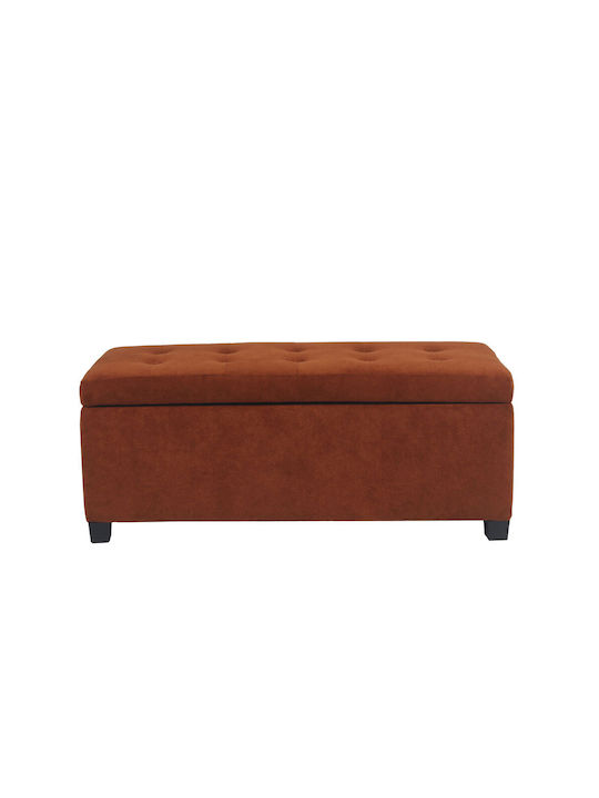 Stool For Living Room With Storage Space Upholstered with Fabric Terracotta 102x42x40cm