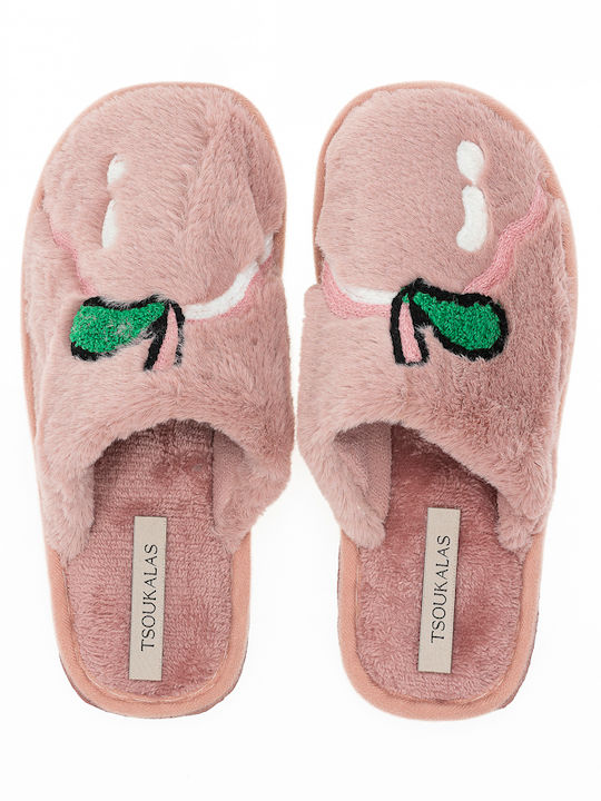 Winter Damen Hausschuhe mit Fell Rosa