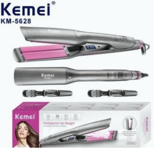 Kemei KM-5628 Πρέσα Μαλλιών με Ατμό και Κεραμικές Πλάκες Ionic 60W
