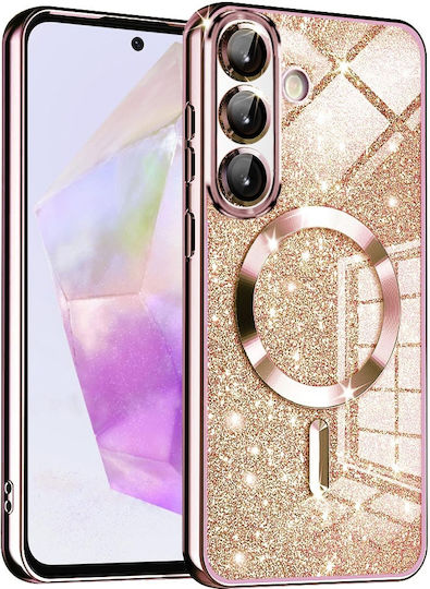 Techsuit Luxury Glitter Umschlag Rückseite Silikon Rose Gold (Samsung Galaxy A36 5G - Techsuit)
