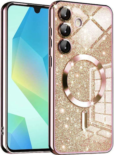 Techsuit Luxury Glitter Umschlag Rückseite Silikon Rose Gold (Galaxy A16)