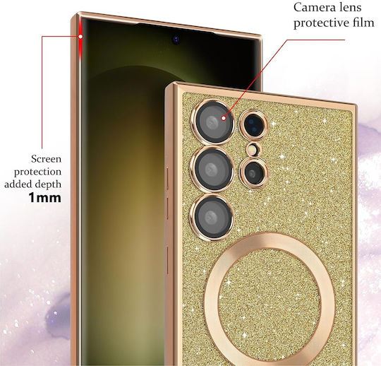Techsuit Luxury Glitter Umschlag Rückseite Silikon Rose Gold (Galaxy A16)
