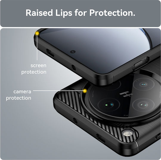 Techsuit Carbon Umschlag Rückseite Silikon Schwarz (Oppo Find X8 Pro)