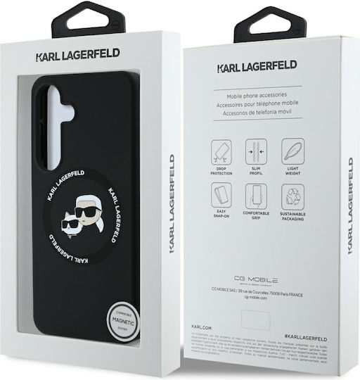Karl Lagerfeld Heads Umschlag Rückseite Silikon 0.3mm Schwarz (Galaxy S25)