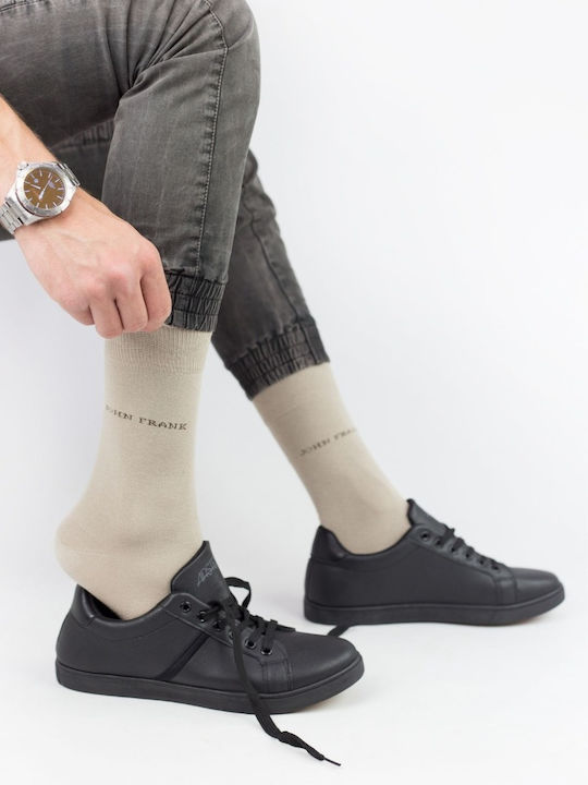 Herren Klassische Einfarbige Baumwollsocken John Frank 23337 Hellbeige