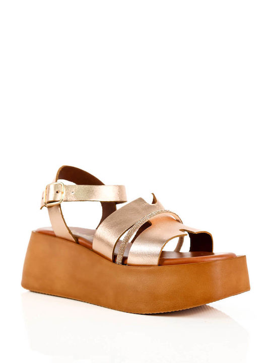 Bronze Flatforms with Rhinestone Detail