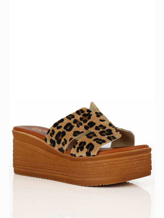 Leopard Leather Puzzle Mid-Height Sandals