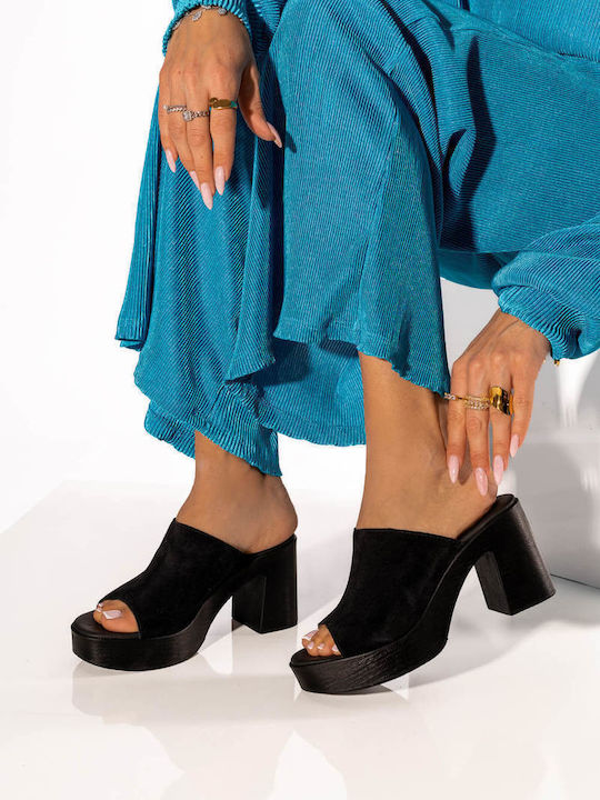 Black Clogs with Suede Strap