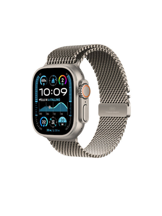 Apple Titanium Milanese Loop 49mm - Medium Каишка Неръждаема стомана Natural (Apple Watch 46 мм)