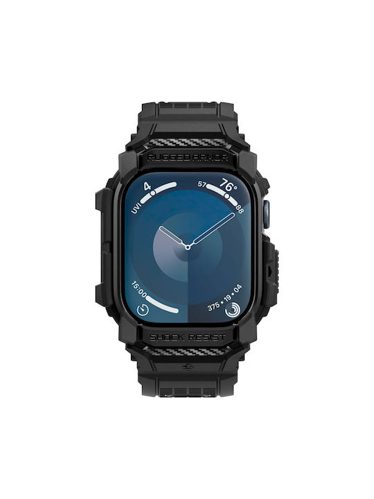 Spigen Rugged Armor Pro Tragbare Bänder Silikone Schwarz Apple Watch 10 (42 mm)