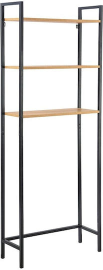 Sidirela Επιδαπέδια Ραφιέρα Μπάνιου Ξύλινη 63x24x163cm Μαύρη