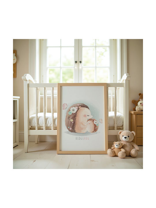 Kids Framed Plastic Wall Painting Hedgehog 21x30cm