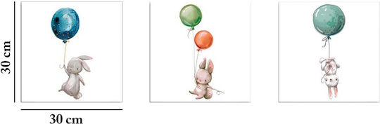 Kinder Wandkunst Triptychon auf Segeltuch 30x30cm