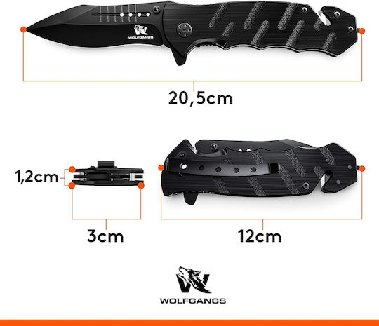 Wolfgangs Survival Folding Knife Belt Cutter Glass Breaker