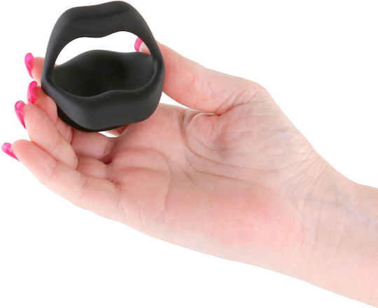 Ns Novelties Techno Strobe Vibrating Cockring Δονούμενο Δαχτυλίδι Πέους Μαύρο