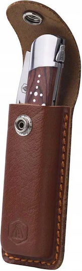Laguiole Pakka Wood Taschenmesser Braun in Lederhülle