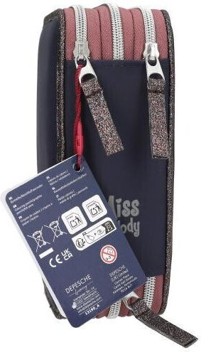 Miss Melody Pencil Case Barrel with 3 Compartments Blue