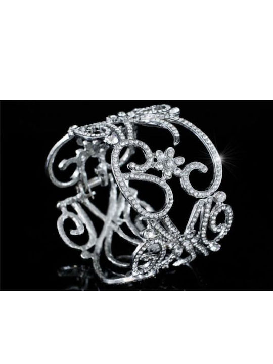 Silver-Plated Art Deco Vintage Bracelet Austrian Crystals Tiana Circumference 18.2cm Width 4.5cm