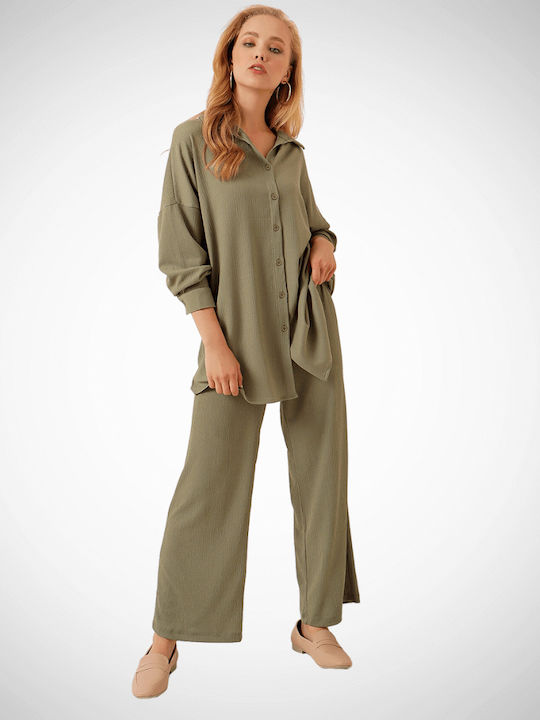 Damen Khaki Set mit Hose