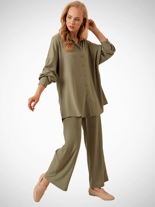 Damen Khaki Set mit Hose