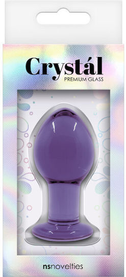 Ns Novelties Crystal Premium Glass Plug Πρωκτική Σφήνα Medium Μωβ